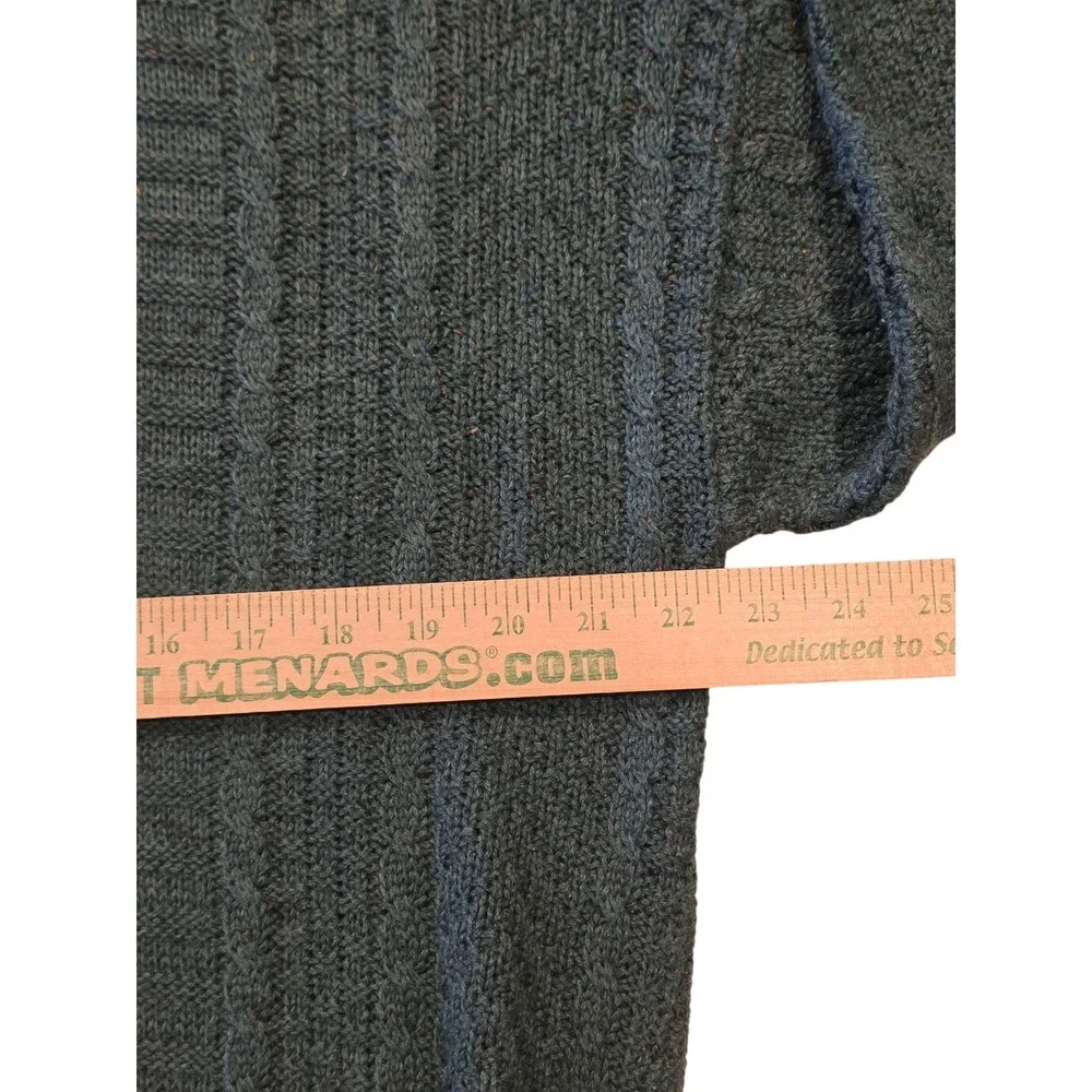 Vintage TSR Cable Knit Sweater Mens M Green USA Made Acrylic Silk Blend